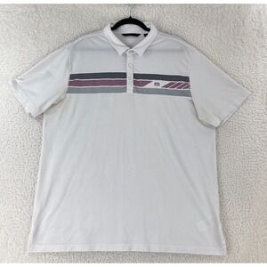 Travis Mathew White Topsail Golf Polo‎ Shirt Mens Short Sleeve Pullover Size XXL